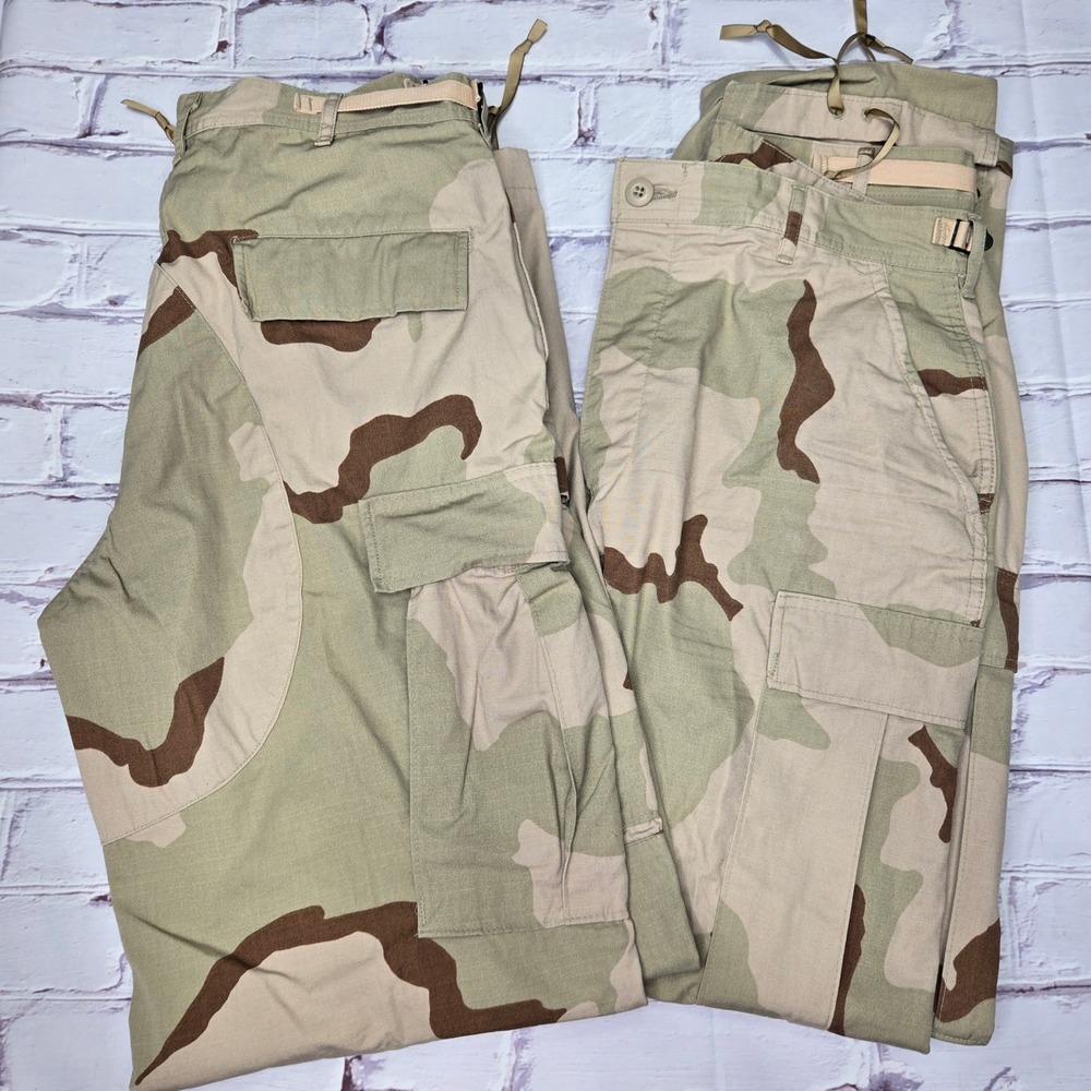 Military Issue USA Lot Of 2‎ Color Desert Camo Cargo Pants Mens Sz Medium Long